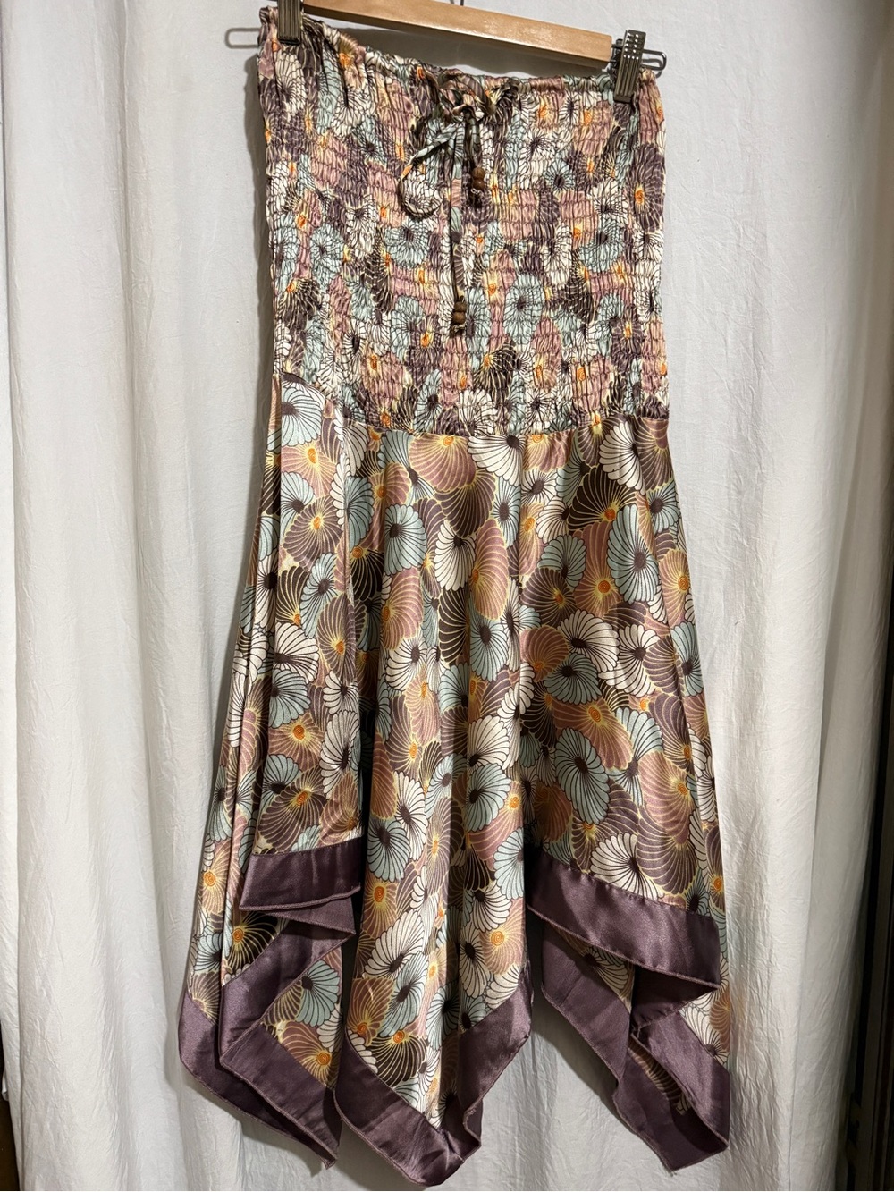 Rebellion Pastel Floral Asymmetrical Handkerchief Hem Skirt
